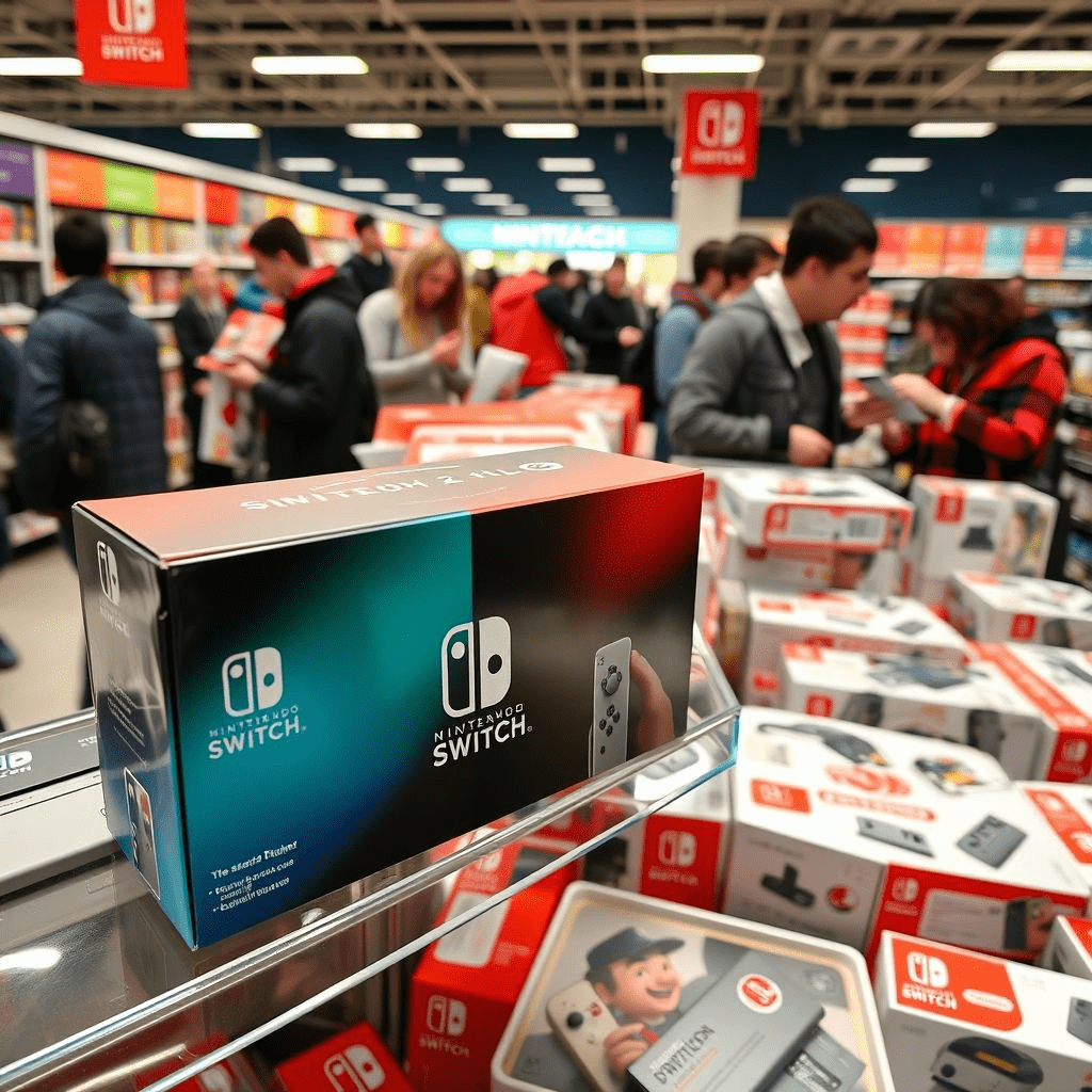 Nintendo Switch 2 restock shelf at store